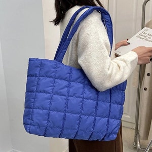 Quilted Nylon Puffy Shoulder Bag Tote Lightweight Large - Etsy