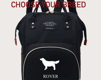 Personalized Dog Breed Bag Embroidered Pet Tote Backpack, Dog Travel Daycare Bag, Dog Owner Tote, New Puppy Travel Tote Bag, Dog owner Gift