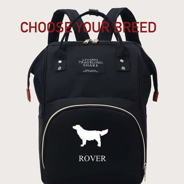 Personalized Dog Breed Bag Embroidered Pet Tote Backpack, Dog Travel Daycare Bag, Dog Owner Tote, New Puppy Travel Tote Bag, Dog owner Gift