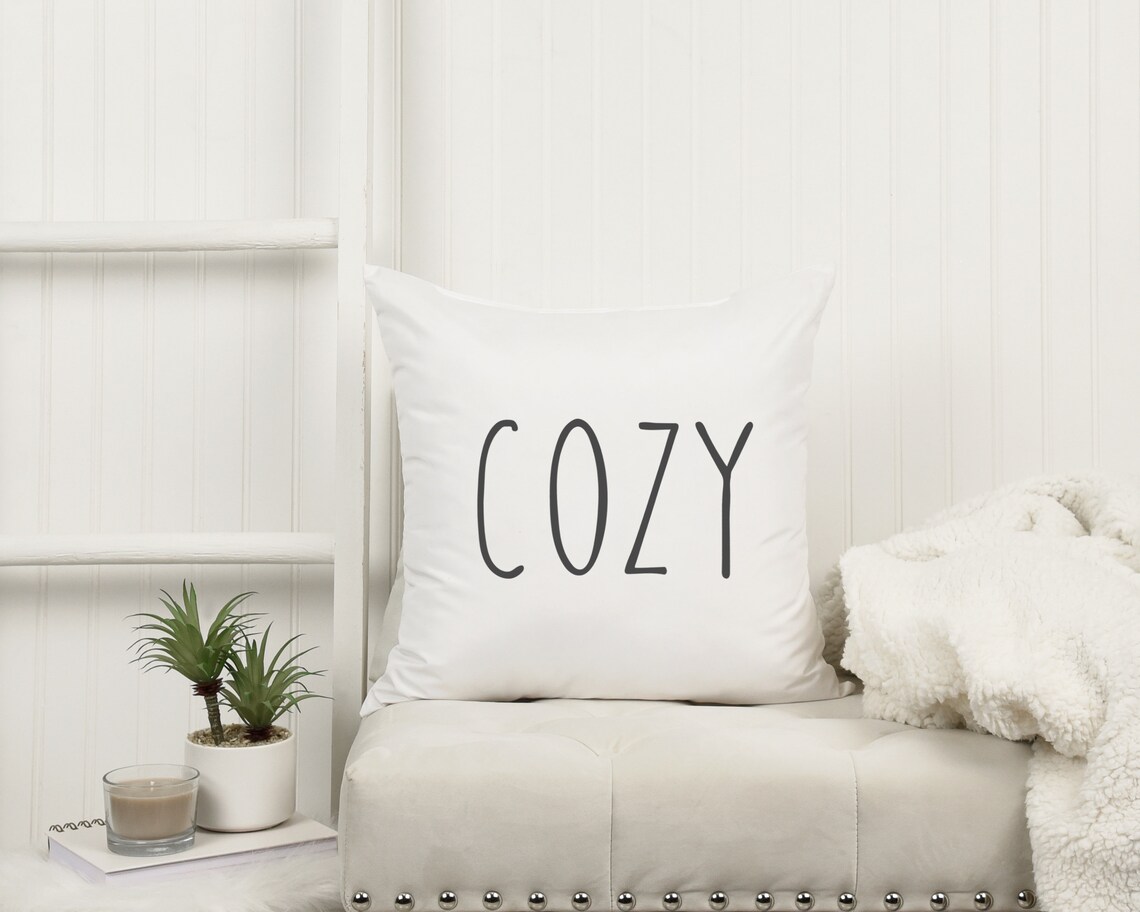 Rae Dunn Inspired Cozy Decorative Pillow Cover Farmhouse Decor Etsy