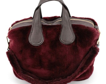 Burgundy Sheepskin Bag