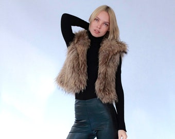 Knitted Fur Cropped Vest, size S