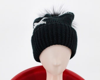 Star Beanie with Fur Pom Pom