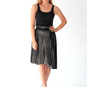 Gunmetal Suede Pleated Skirt, size S image 1