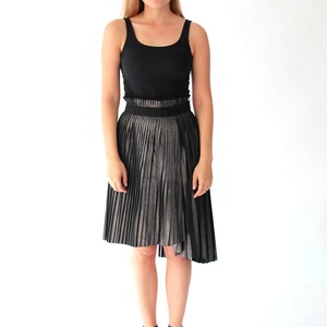 Gunmetal Suede Pleated Skirt, size S image 5