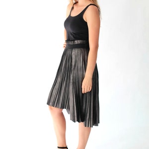 Gunmetal Suede Pleated Skirt, size S image 2