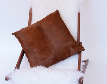 Brown Calfskin and Leather Pillow
