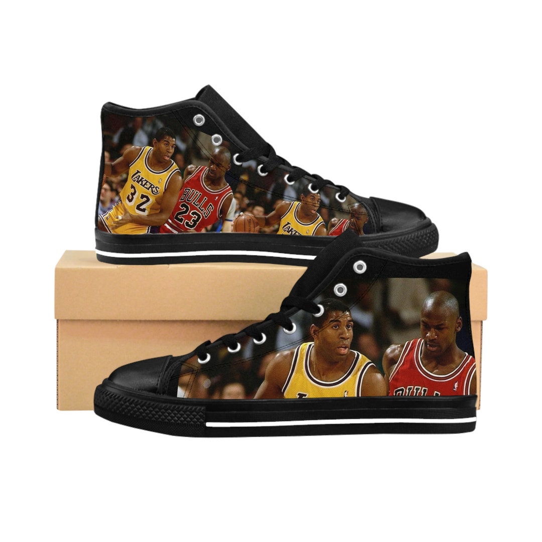 Magic Johnson Reebok Magic Johnson Vs Micheal Jordan Men's High-top Sneakers - Etsy