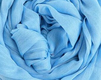 Scarf, Extra Large Shawl ,Cotton Summer Wrap,  Beach Dress, Cozy Soft, Sky Blue  Scarf , Sun Protection Shawl,Gift