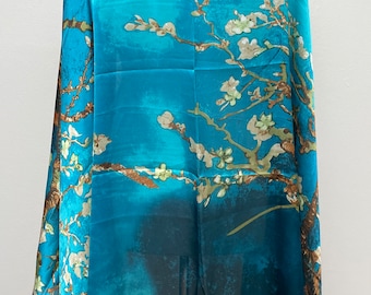 Écharpe en soie bleu, écharpe femme foulard foulard de haute qualité, paréo, châles, châles, foulards pashmina dame, écharpe d'été