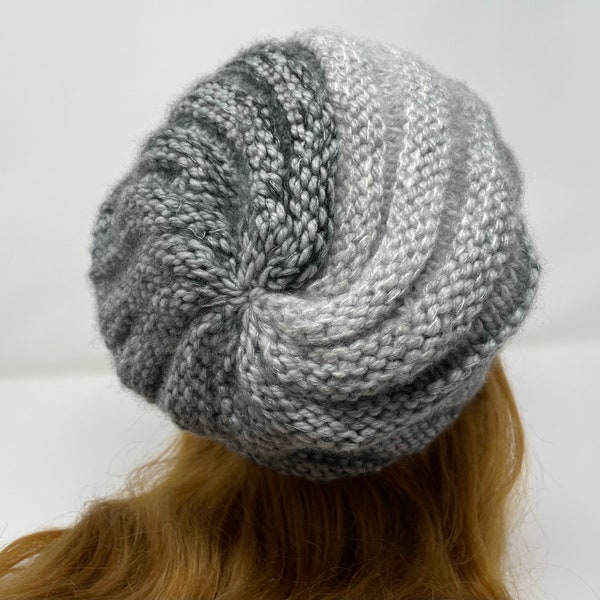 Knit Hat, Women Hat, Hand Knitted Winter Hat, Ladies Beanie, Wool Hat, Gray Hat, Christmas Gift