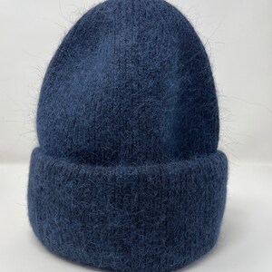 Knit Hat, Chunky Women Hat, Knitted Winter Hat, Navy / Blue, Beanie, Angora  Hat, Christmas Gift