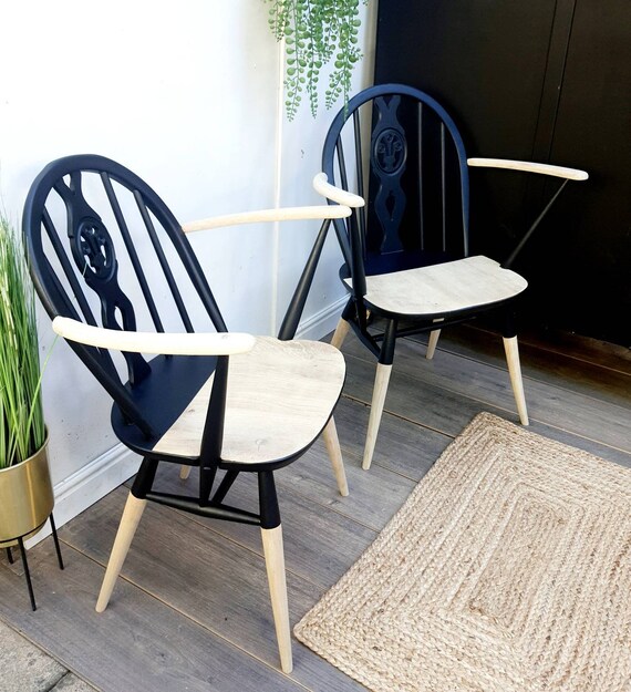 Vintage Ercol Carver Dining Chair kitchen Chair Black and Wood