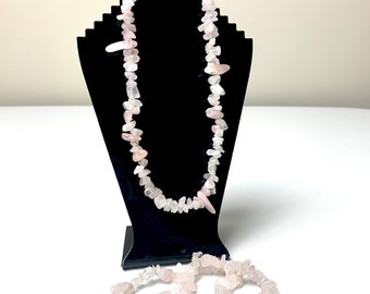 Handmade Rose Quartz Necklace and Bracelet set