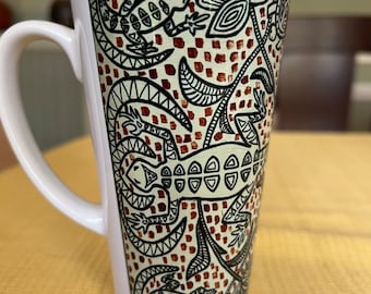 Latte Mug, Nature design with lizards