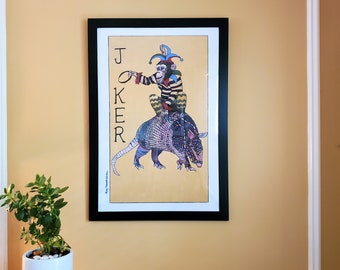 Poster of Chimp Riding Armadilo, unframed