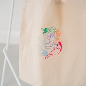 Naked ladies line drawing tote bag, beach bag, gifts for her, body positive, line art, gifts