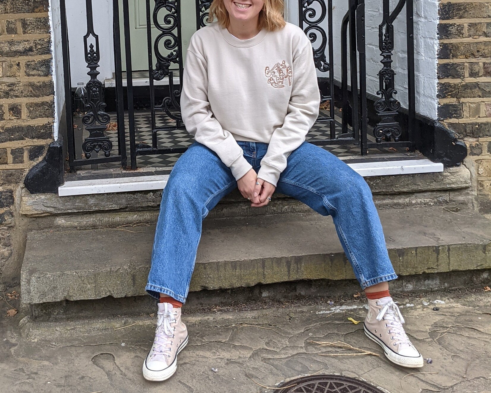 Sweat-shirt Halloween "Magical Land" - Broderie Fantôme, Coton, Unisexe - Noir