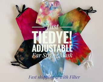 Just tie dye! Mix and Match Unique Tie Dye Face Mask Set with Adjustable Ear String, Reusable, Washable, Breathable Cotton Mask with Filter