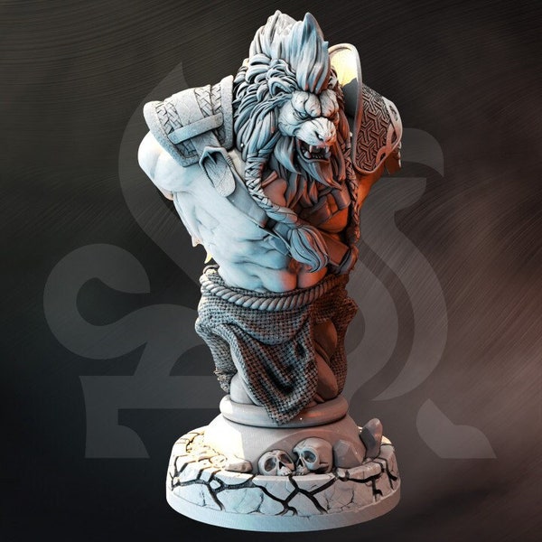 D&D Miniature - Lion-folk Barbarian Bust