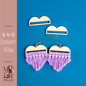 SVG | Macrame Heart Earring Blank | DIY Earrings | Macrame Cord | Blank to make Macrame Earrings