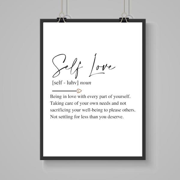 Self-Love Definition Print, Quote Wall Art Print, Definition Print, Self-Love Definition, Word Definition, Self-Love Print