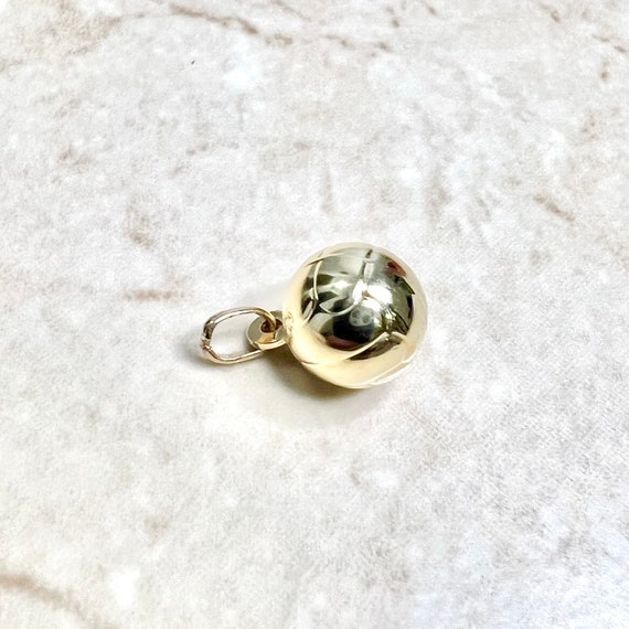Italian Hollow Sphere Charm - 9K Yellow Gold Pend… - image 4