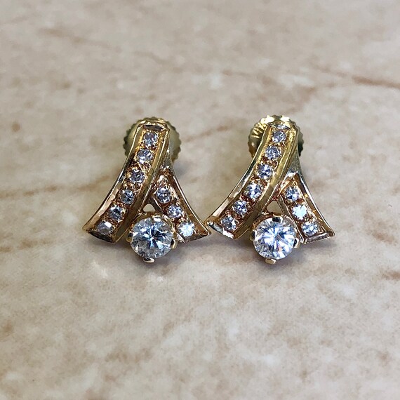 Vintage 14K Diamond Earrings - Yellow Gold Earring