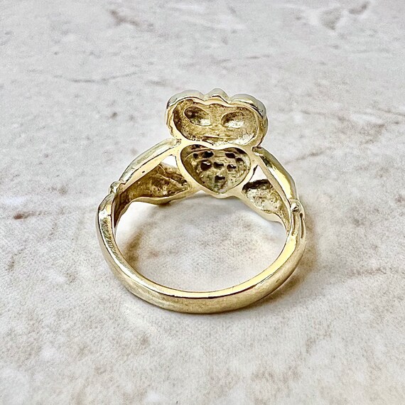 Vintage 14K Gold Diamond Claddagh Ring - Promise … - image 8