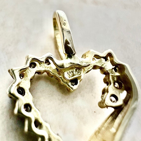 10K Diamond Heart Pendant Necklace - 10K Yellow G… - image 6