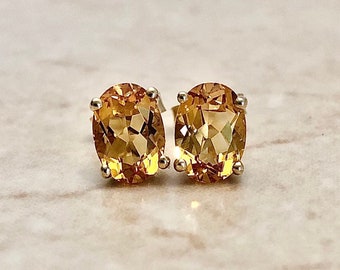 14K Citrine Stud Earrings - Yellow Gold Citrine Earrings - November Birthstone Earrings - Everyday Earrings - Gemstone Studs - Gift For Her