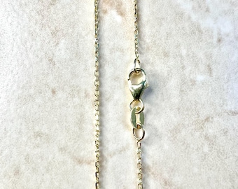 Collar de cadena tipo cable de oro macizo de 14 quilates con corte de diamante - Cadena tipo cable de oro de 18 pulgadas - Cadena con corte de diamante de 1 mm - Cadena de oro amarillo de 14 quilates para colgante