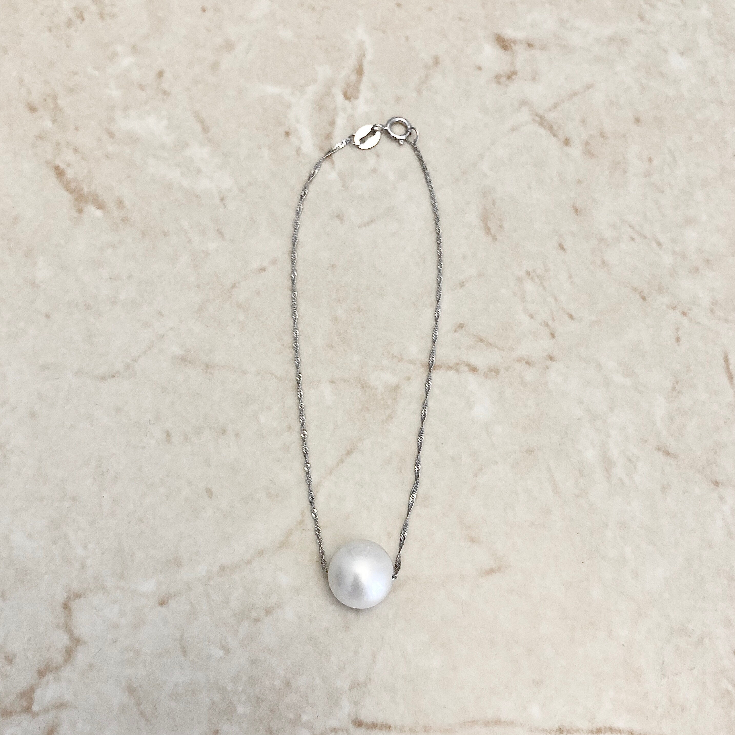 Bracciale Oro 14K Con Perle Bianche - Catena Regolabile 16,5+5 Cm - Regalo Matrimonio