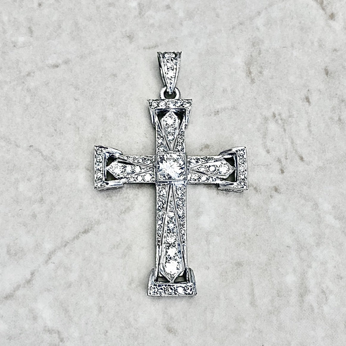 Rare Vintage Platinum Diamond Cross 