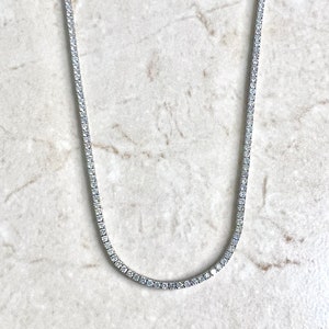 4.5 CTS Diamond Tennis Necklace - Solid 14K White Gold Diamond Necklace - 16 Inch Natural Diamond Necklace - Wedding Jewelry - Gift For Her