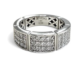 ZYDO Italy "Bellissima" 18K White Gold Natural Diamond Band Ring - Pave Diamond Ring - Half Eternity Band - Stackable Ring - Statement Ring