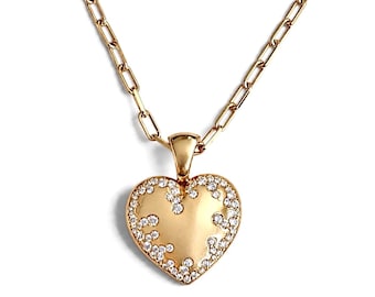 ZYDO Italy “Dolce Battito” 18K Rose Gold Natural Diamond Heart Pendant Necklace - Heart Necklace - Diamond Pendant - Heart Jewelry Gifts