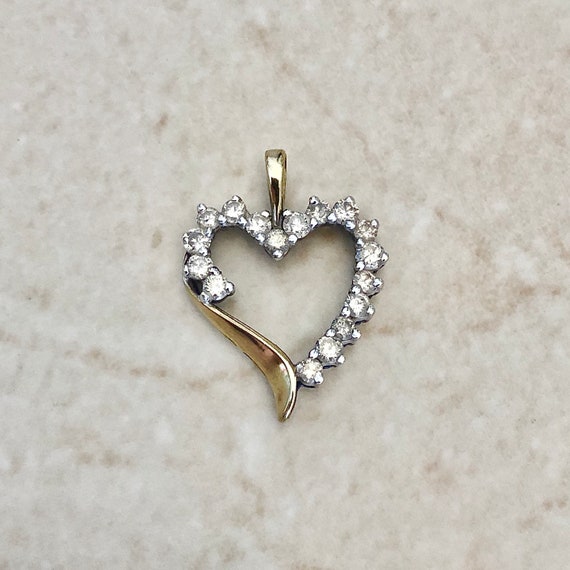 10K Diamond Heart Pendant Necklace 1 CTTW - 10K T… - image 4