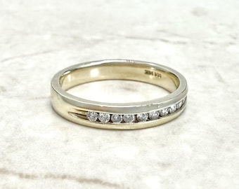 14K Natural Diamond Band Ring 0.18 CT - 14K Yellow Gold Channel Set Diamond Ring - Wedding Ring - Diamond Wedding Band - Anniversary Gift