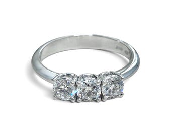 ZYDO Italy "Tre Tesori" 18K White Gold 0.62 CT Natural Diamond Three Stone Ring - 3 Stone Wedding Ring - Diamond Ring - Jewelry Gift For Her