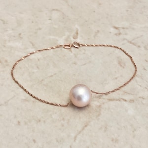 14 Karat Rose Gold Pink Pearl Bracelet - 14K Rose Gold Pearl Bracelet - Genuine Pearl - Birthday Gift For Her - June Birthstone Bracelet