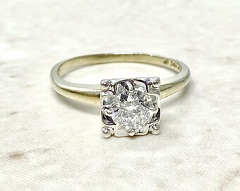 Bague Solitaire Or Blanc 14k Avec Diamant Cognac 1 Carat – Poids 3,64 G, Taille 54, Occasion