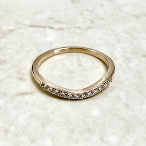 14K Rose Gold Diamond Band Ring - Diamond Wedding Ring - Diamond Stackable Rings - Diamond Ring - Diamond Wedding Band - Anniversary Gifts