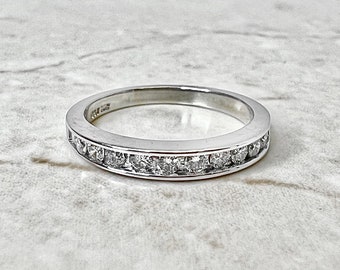 14K Diamond Half Eternity Band Ring 0.40 CT - White Gold Diamond Band Ring - Half Eternity Ring - 14K Diamond Ring - Diamond Wedding Band