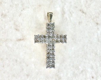 Vintage 10K Gold Natural Diamond Cross Pendant 0.75 CT - Solid 10K Gold Cross Necklace - Religious Jewelry - Christian Jewelry Gift For Her