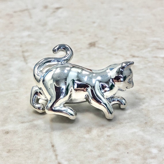18 Karat White Gold Cat Brooch By Carvin French -… - image 1