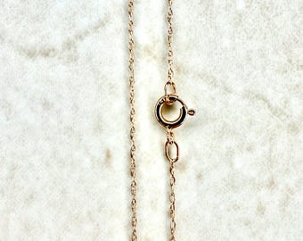 Lightweight 14K Rose Gold Rope Chain Necklace - Solid 14K Rose Gold Chain - Adjustable 16-18 Inch Gold Chain - Solid Rose Gold Rope Necklace