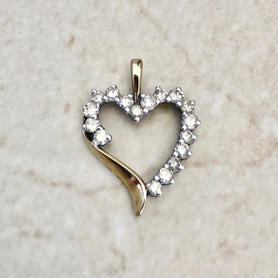 10K Diamond Heart Pendant Necklace 1 CTTW - 10K T… - image 3