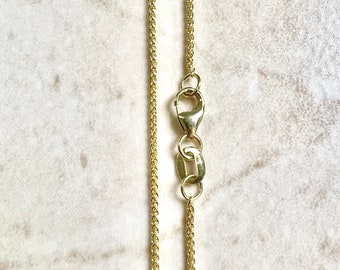 Classic Italian 14K Gold Wheat Chain Necklace - 18 Inch Gold Chain Necklace - 14K Yellow Gold Necklace - 14K Solid Gold Chain - Gift For Her