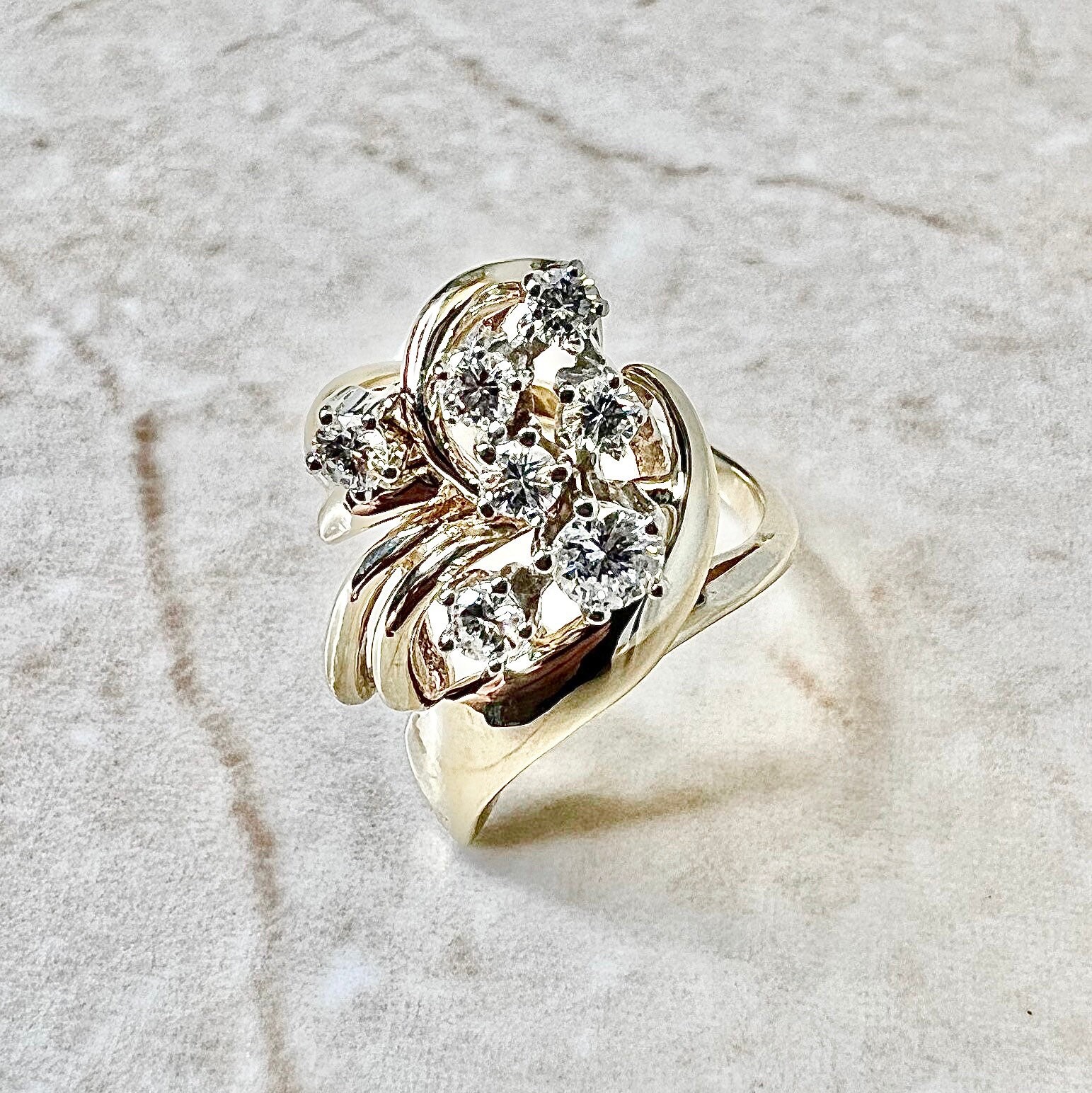 Vintage Diamond Cocktail Ring, Large Mid Century 18ct 18k White Gold  Cluster Dinner Ring. - Addy's Vintage